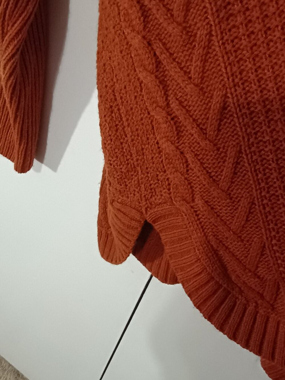 Joseph A Burnt Orange Cable Knit Sweater Women’s Large L Acrylic Crew Neck Pullo - Picture 6 of 7